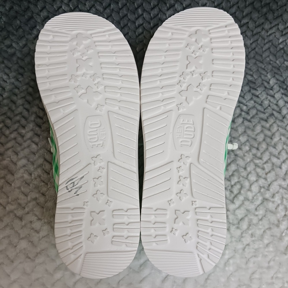 Hey Dude Wendy Shamrock Gingham Green White Women's Casual Slip-on Shoes Size 10 - Picture 12 of 12